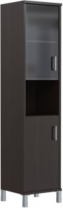 Шкаф-колонка высокая с малой стеклянной дверью и глухой B 431.10(L)  Венге Магия 475х450х2054