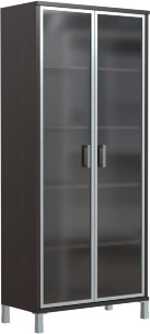 Шкаф высокий со стеклянными дверьми в AL-рамке B 430.8 Венге Магия 900х450х2054