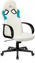 Кресло игровое Zombie RUNNER белый/голубой искусственная кожа крестовина пластик